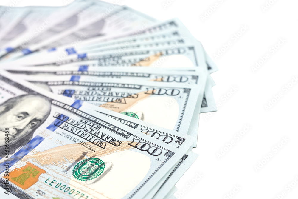 fan of banknotes, us dollars isolated on white fan of banknotes, us dollars isolated on white