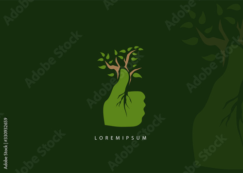 Thumb Green Logo - hand tree logo. like symbol, go green symbol