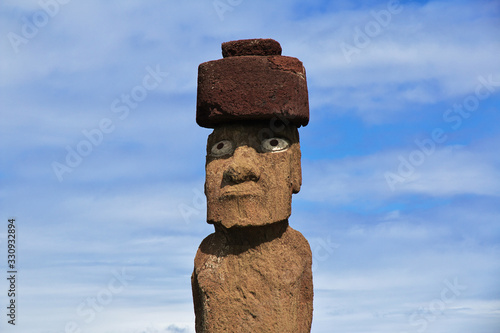 Rapa Nui. The statue Moai in Ahu Tahai on Easter Island, Chile