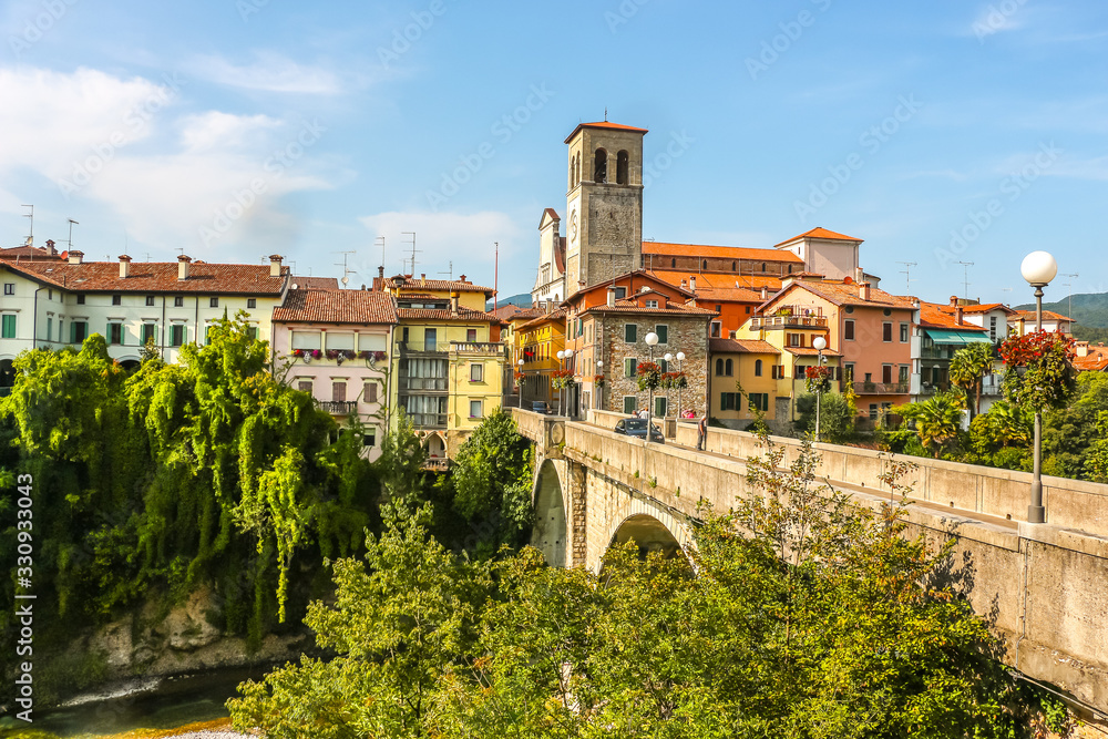 Cividale del Friuli, Italy. View of Devil's Bridge over Natisone river.