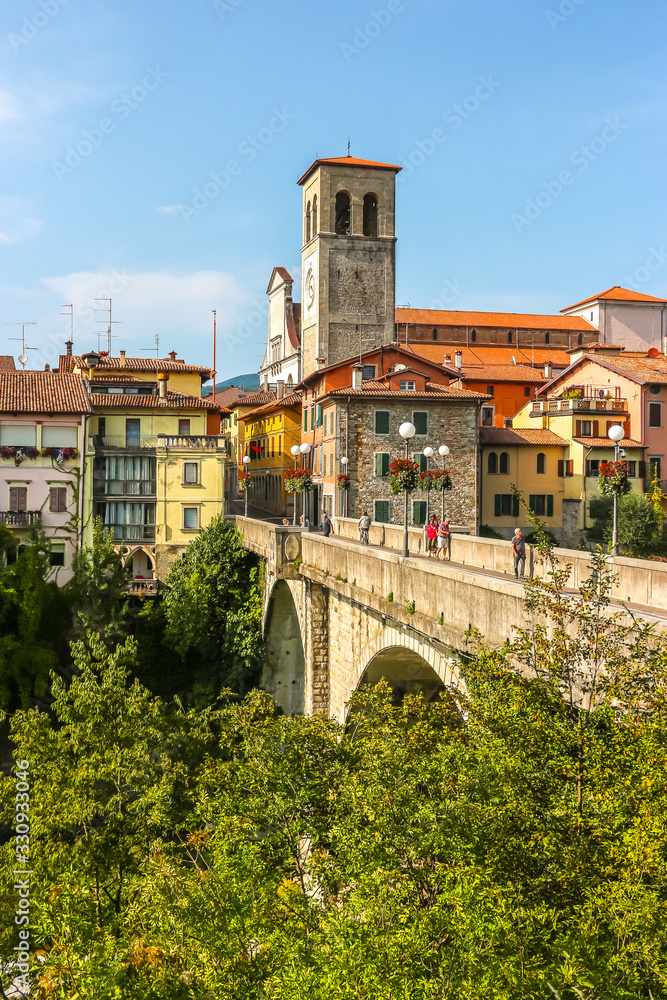 Cividale del Friuli, Italy. View of Devil's Bridge over Natisone river.