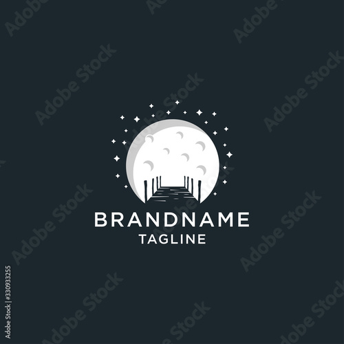 Dock and moon logo icon design template vector illustration