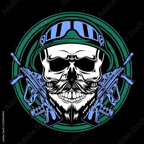army skull cartoon vector illustration