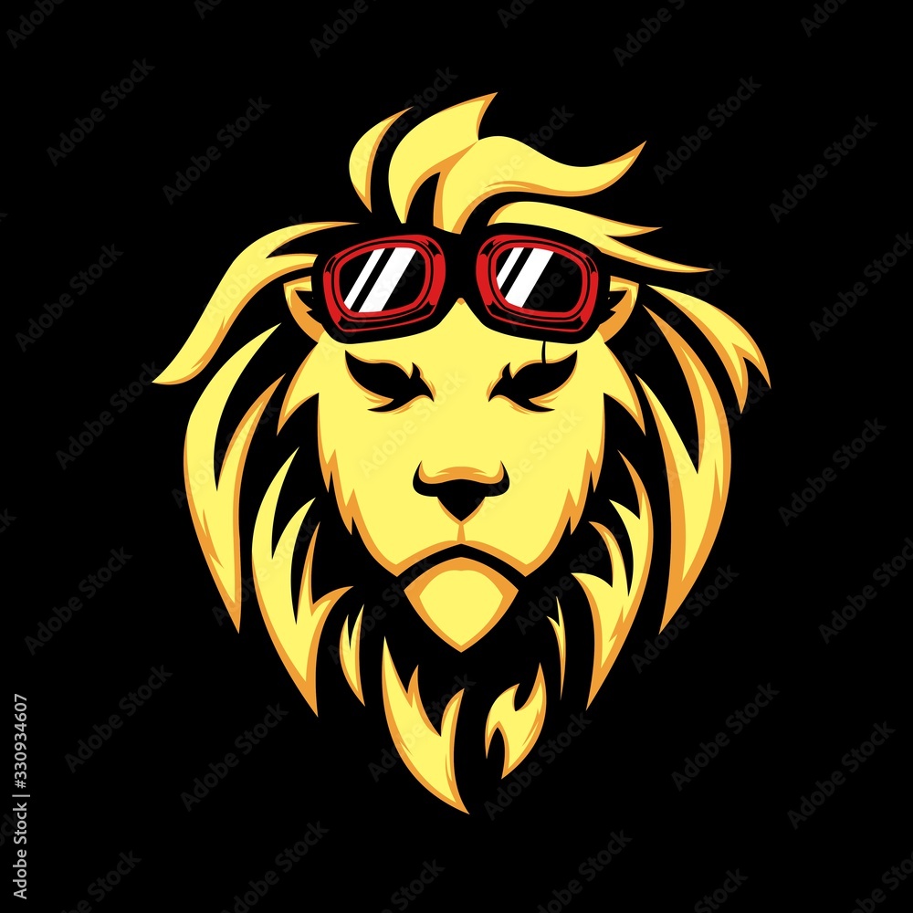 Obraz premium lion head cartoon vector illustration