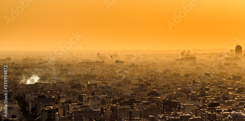 Tehran-Iran cityscape at sunset.