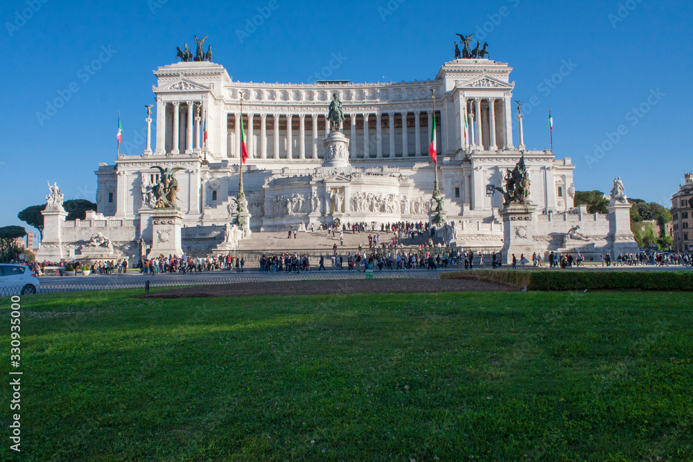 Rome Italy panoramic sunny view of Altar of the Fatherland
