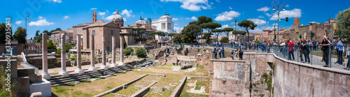 Rome Italy panoramic sunny view of Imperial Fora