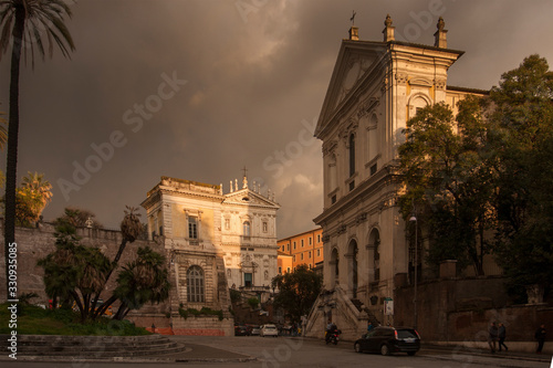 Rome Italy panoramic view of the city with cloudy sky