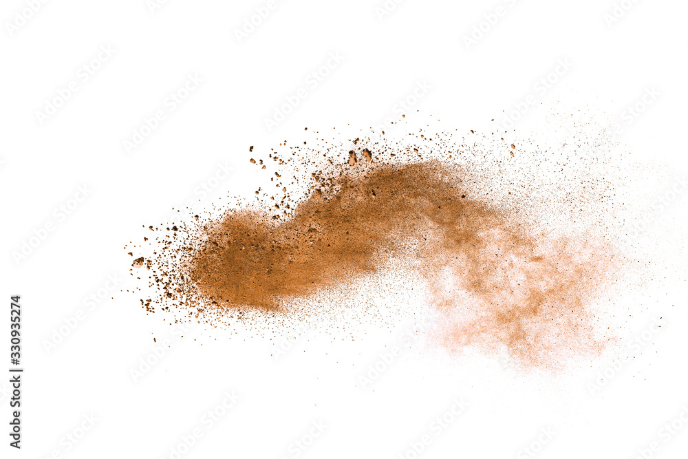 Set of dust powder splash clouds isolated on white background. sand explosion. Set of dust powder splash clouds isolated on white background. sand explosion.