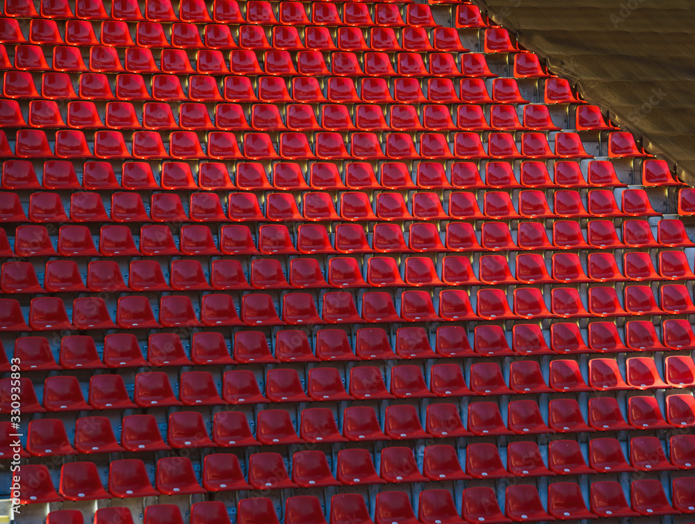 Seating on the stadium before the start of the game