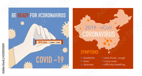 Set of Coronavirus COVID-19 outbreak concept. Coronavirus in World. Novel coronavirus (2019-nCoV). Be ready for coronavirus. 