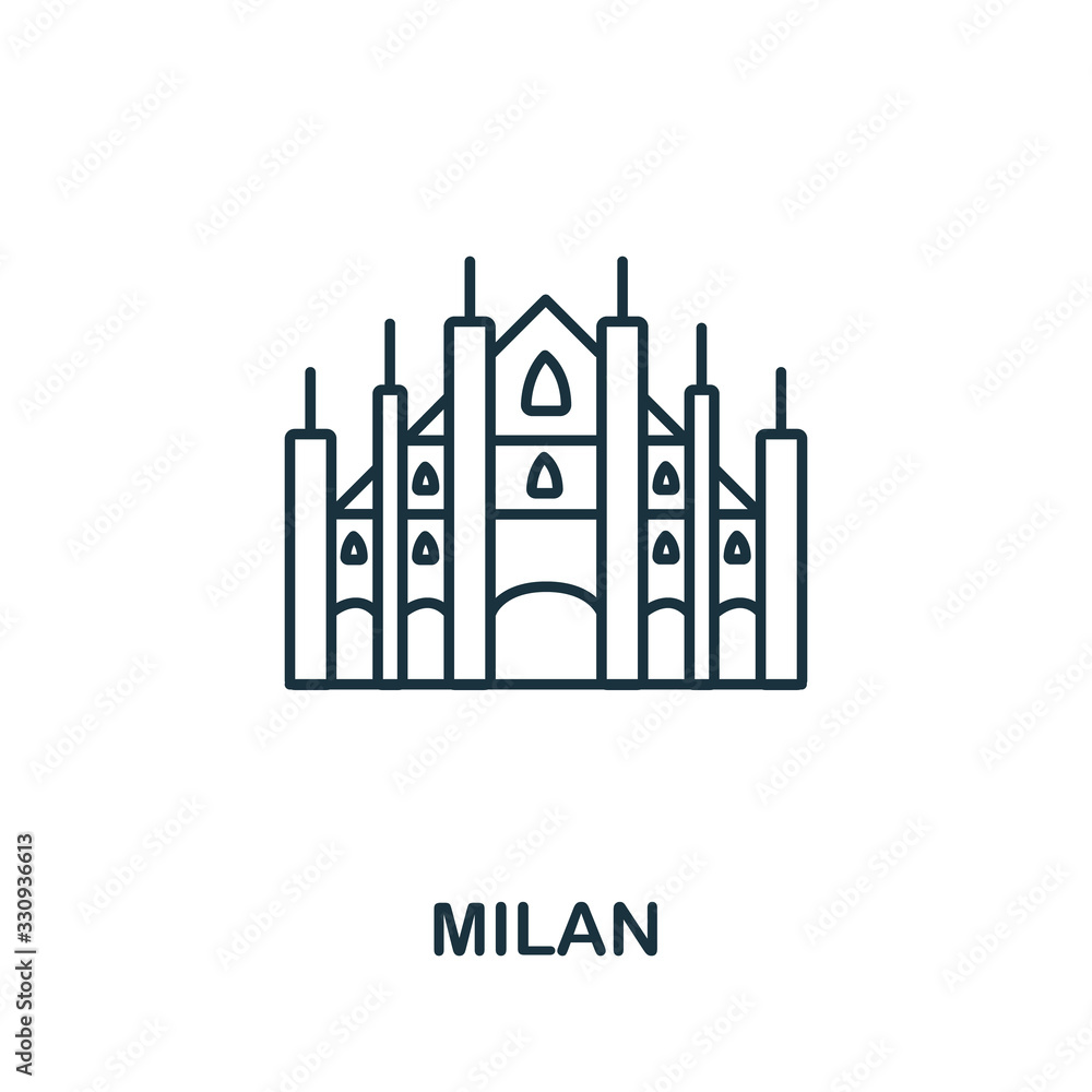 Milan icon from italy collection. Simple line Milan icon for templates, web design and infographics