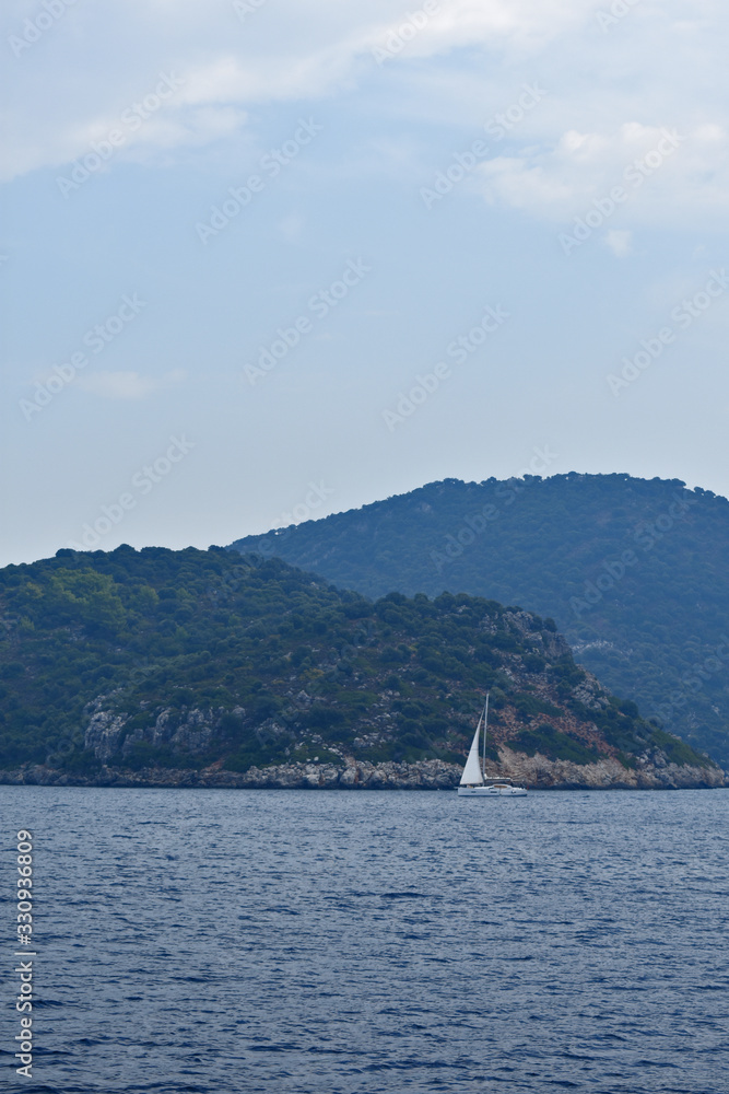 silhouettes of mountains on the Aegean sea. silhouettes of mountains on the Aegean sea.