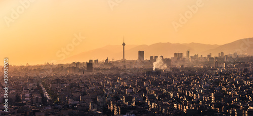 Tehran skyline at sunset.