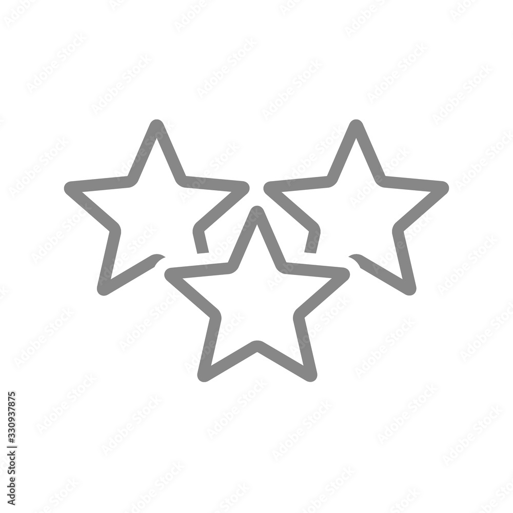 Three stars, customer review line icon. Rating, add to favorites, feedback symbol Three stars, customer review line icon. Rating, add to favorites, feedback symbol