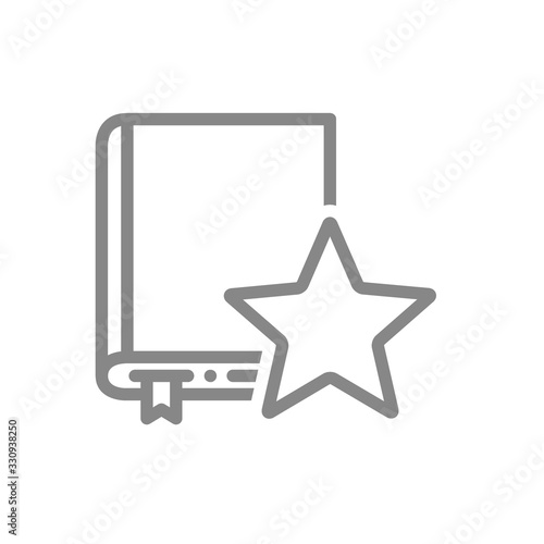 Book rating, literature review line icon. Best stories, add to favorites, diary feedback symbol