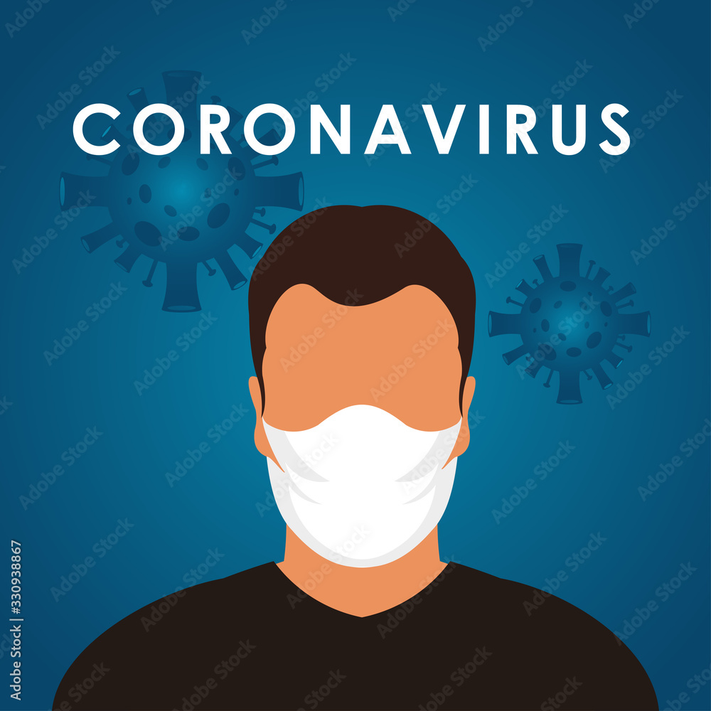 Man With Masker Corona Virus Vector Illustration Science For Medical Background
