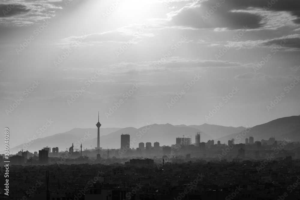 Colorful sunset of Tehran skyline.Tehran-Iran cityscape at the afternoon.