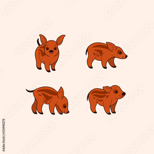 Cartoon boar sketch line icon. Сute animals icons set. Childish print for nursery, kids apparel, poster, postcard, pattern.