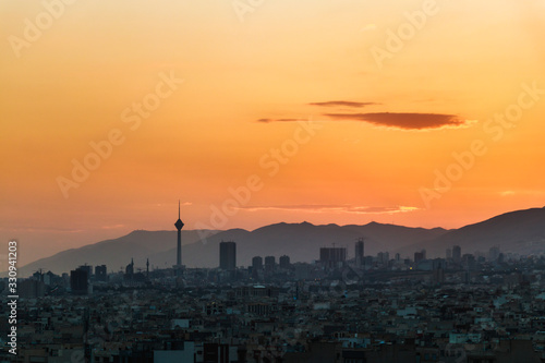 Colorful sunset of Tehran skyline.Tehran-Iran cityscape at the afternoon.