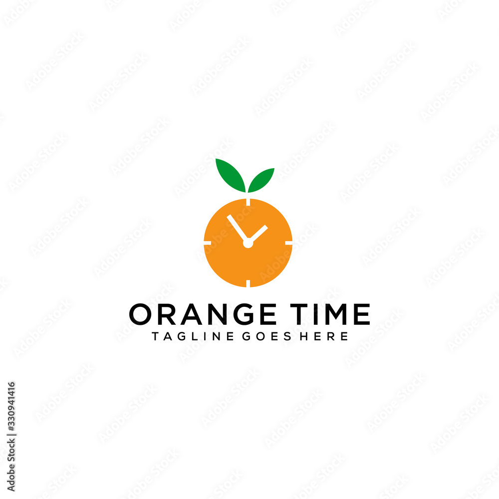 Illustration of citrus fruit made modern, clean in which there is a small wall clock.