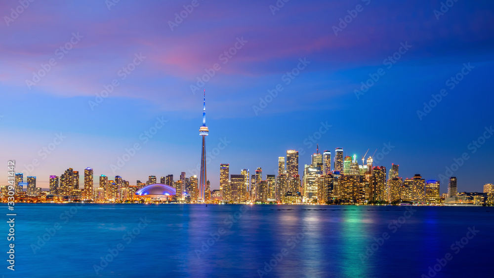 Toronto city Skyline at sunset Canada