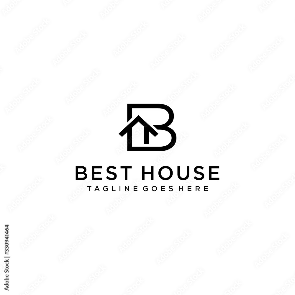 Creative modern style house with B sign logo design template
