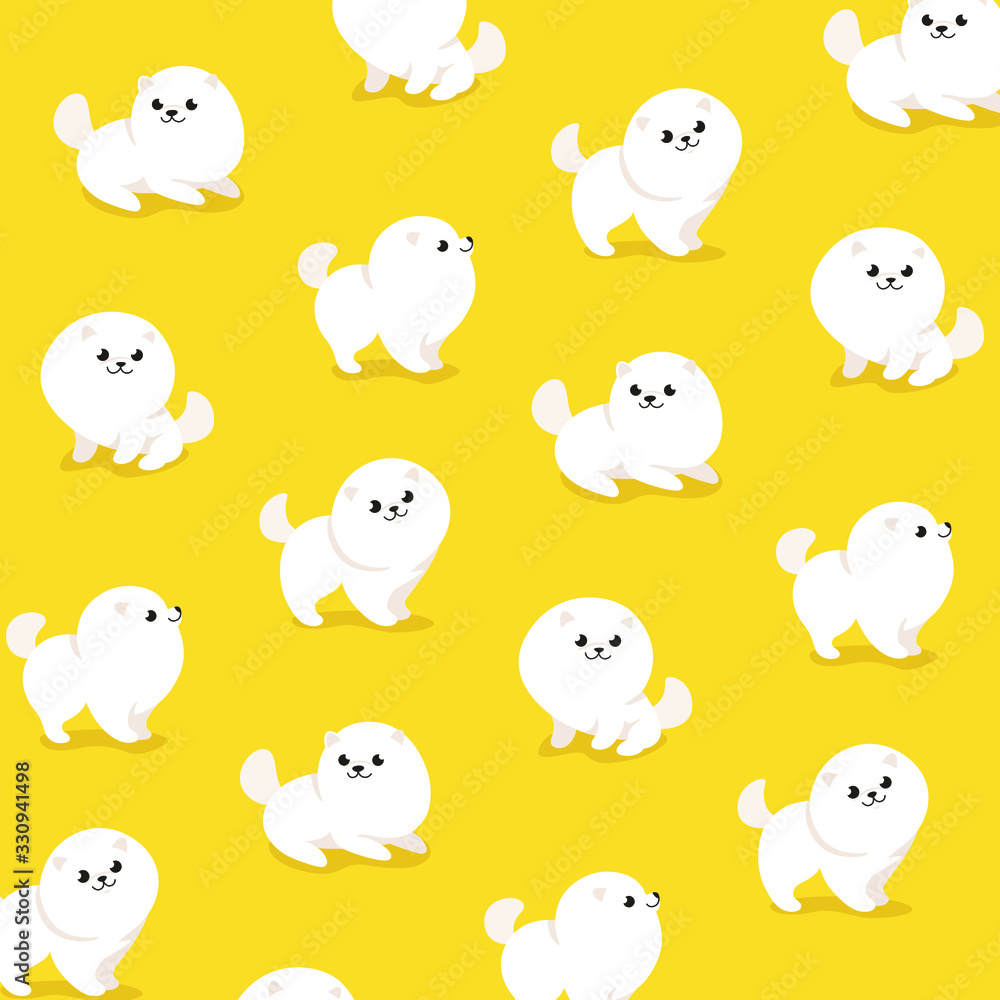 Cartoon happy spitz - simple trendy pattern with dog. Flat vector illustration for prints, clothing, packaging and postcards. Cartoon happy spitz - simple trendy pattern with dog. Flat vector illustration for prints, clothing, packaging and postcards.