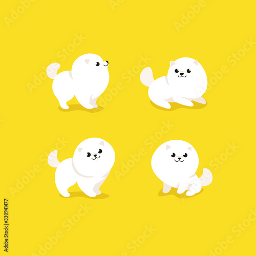 Cartoon spitz sketch line icon. Cute dog icons set. Childish print for nursery, kids apparel, poster, postcard, pattern.