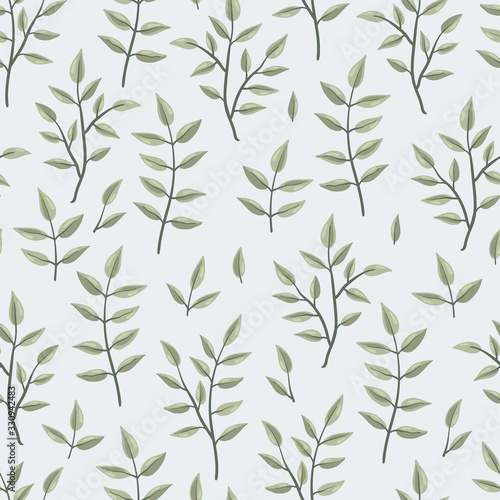 Fototapeta Naklejka Na Ścianę i Meble -  Lovely hand drawn branches seamless background, doodle leaves background, great for textiles, banners, wallpapers - vector design