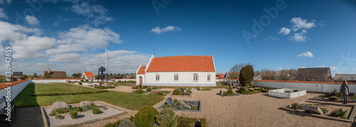 Very small church on Mandoe island in the wadden sea, Esbjerg Denmark