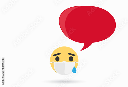 Sick Emoji. Mask with emoji concept for save the world with Covid-19 virus nCoV