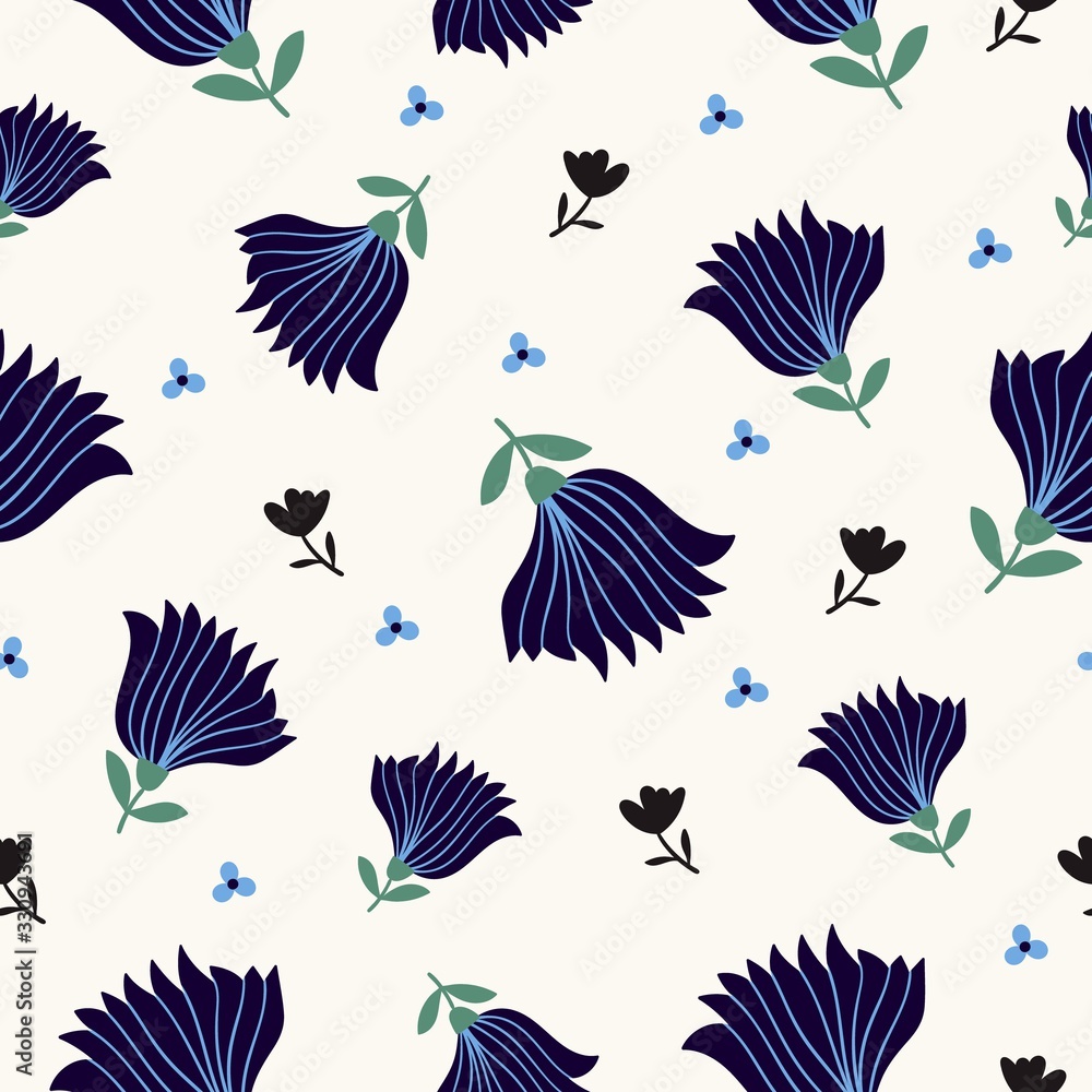 Floral seamless pattern with simple design