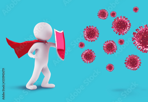 Foto Concept of fight and defensive immunity against the virus
