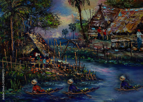 Art painting Oil color northeast Thailand Countryside © Kwang Gallery