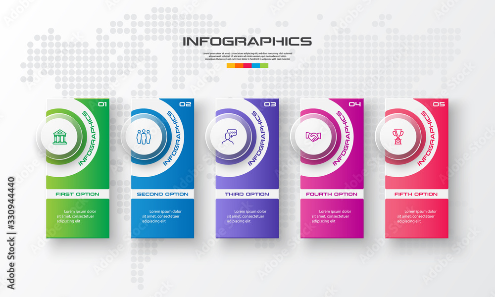 Fototapeta premium Business infographics template 5 steps rectangle,Vector illustration.