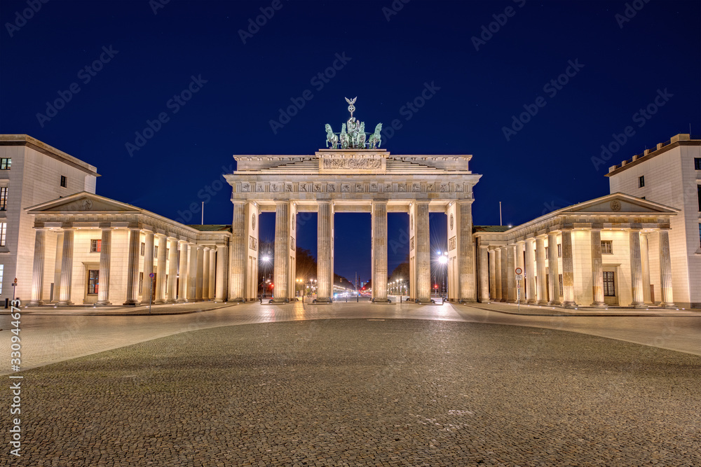 The Brandenburg Gate in Berlin at night