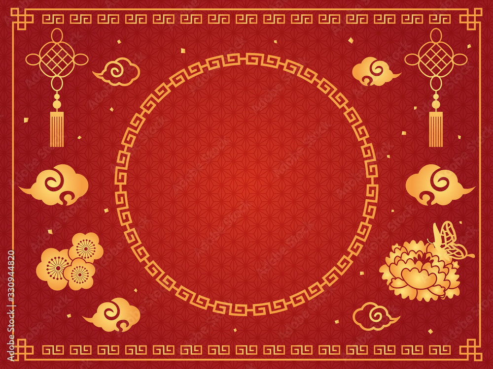 豪華な中華模様のフレームメッセージカードイラスト Stock Vector Adobe Stock