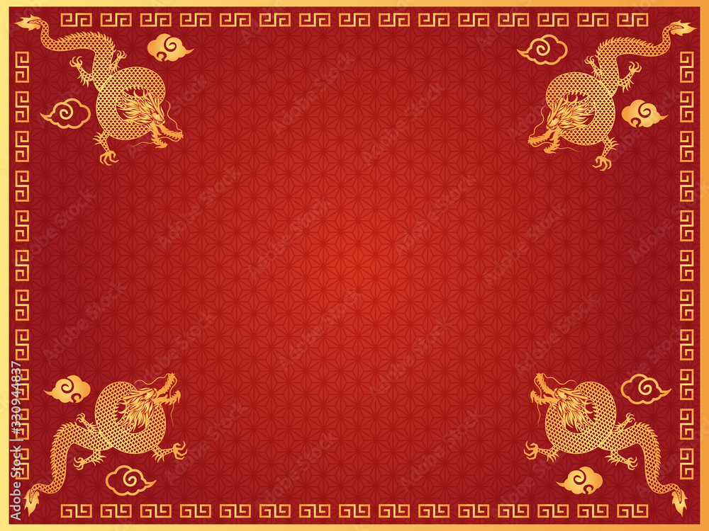 中華模様のフレームメッセージカードイラスト Stock Vector Adobe Stock