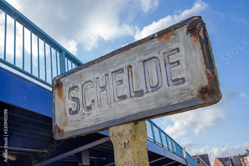 Sign. River Schelde Belgium. Oudenaarde.  photo