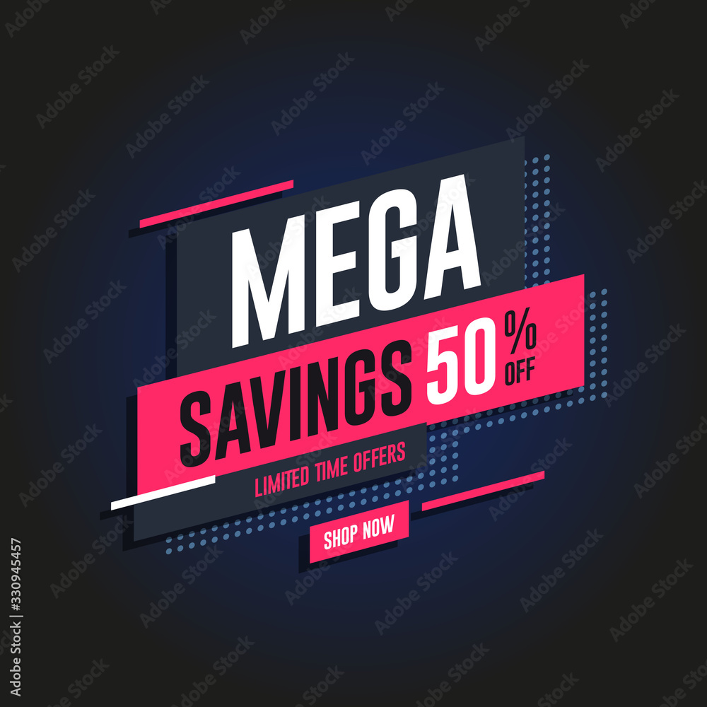 Mega Savings Offers 50% Off Shopping Label
