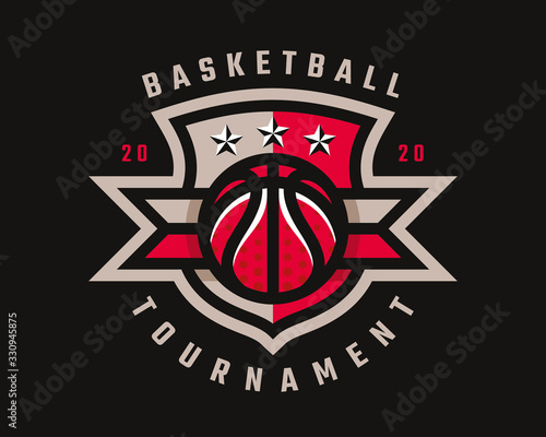 Basketball logo design, emblem tournament template editable for your design.