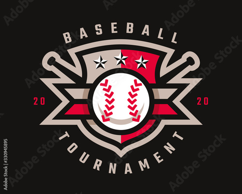 Baseball logo design, emblem tournament template editable for your design.