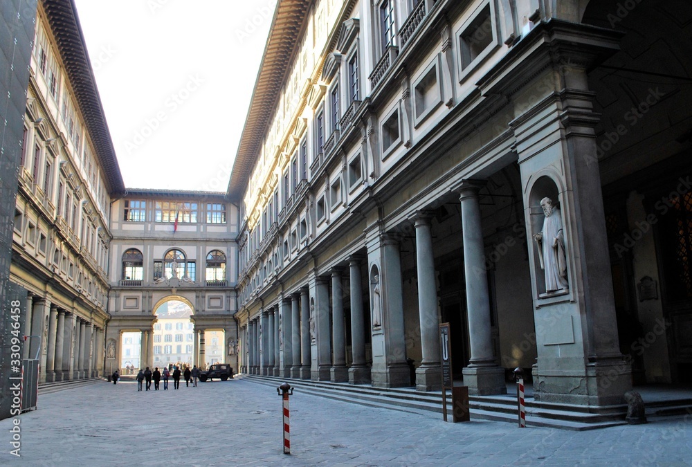Old medieval Italian town Florence Uffizi Gallery beautiful art historic marble sculpture