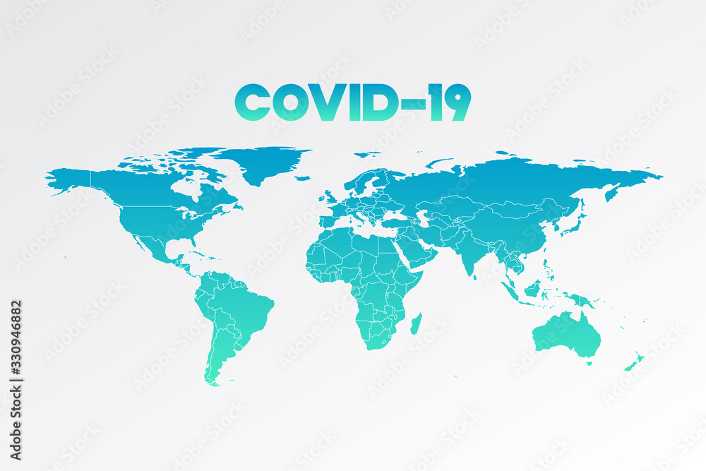 Coronavirus, Covid-19 vector illustration. Symbol with World Map for pandemic, global disease, information, design element, icon, sign
