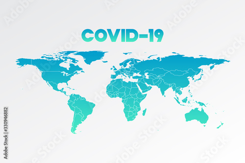 Coronavirus  Covid-19 vector illustration. Symbol with World Map for pandemic  global disease  information  design element  icon  sign