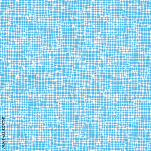 Vector canvas surface texture seamless pattern background. Organic brush stroke effect cloth backdrop. Blue repeat fabric style with interlocking weave. All over linen print for packaging, stationery