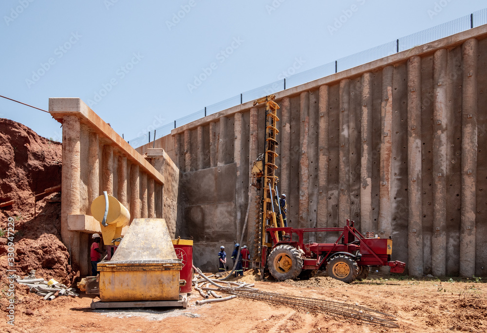 Fototapeta premium Construction of piling and driling with equipment