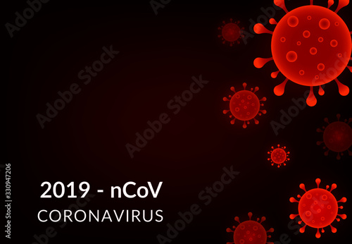 Virus influenza background. Coronavirus 2019-nCoV outbreak template with bacteria cell, medical pandemic corona virus infection concept. Vector illustration
