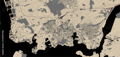 map of the city of Plymouth, Devon, South West England, England, UK